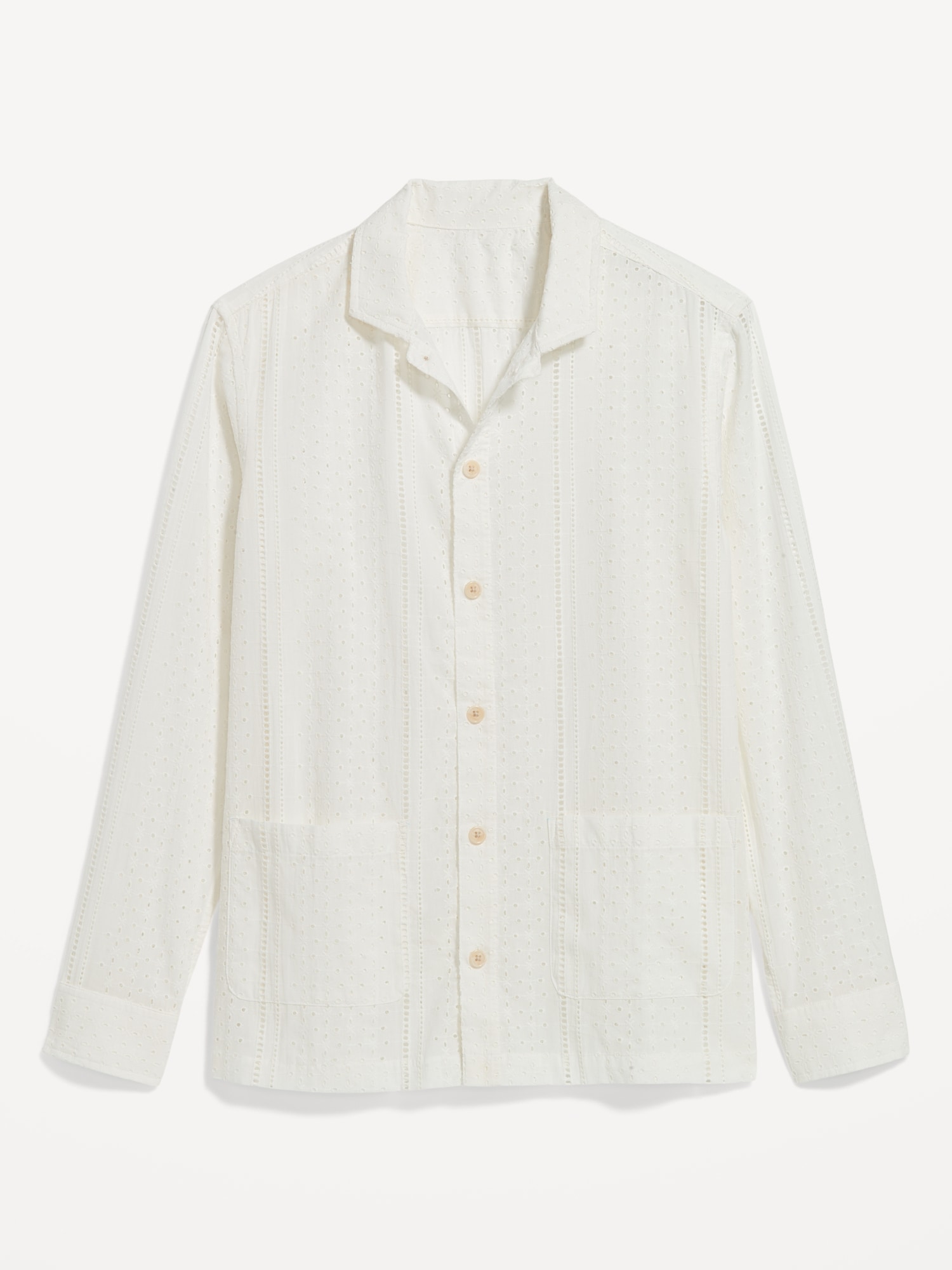 Button-Front Eyelet Shirt