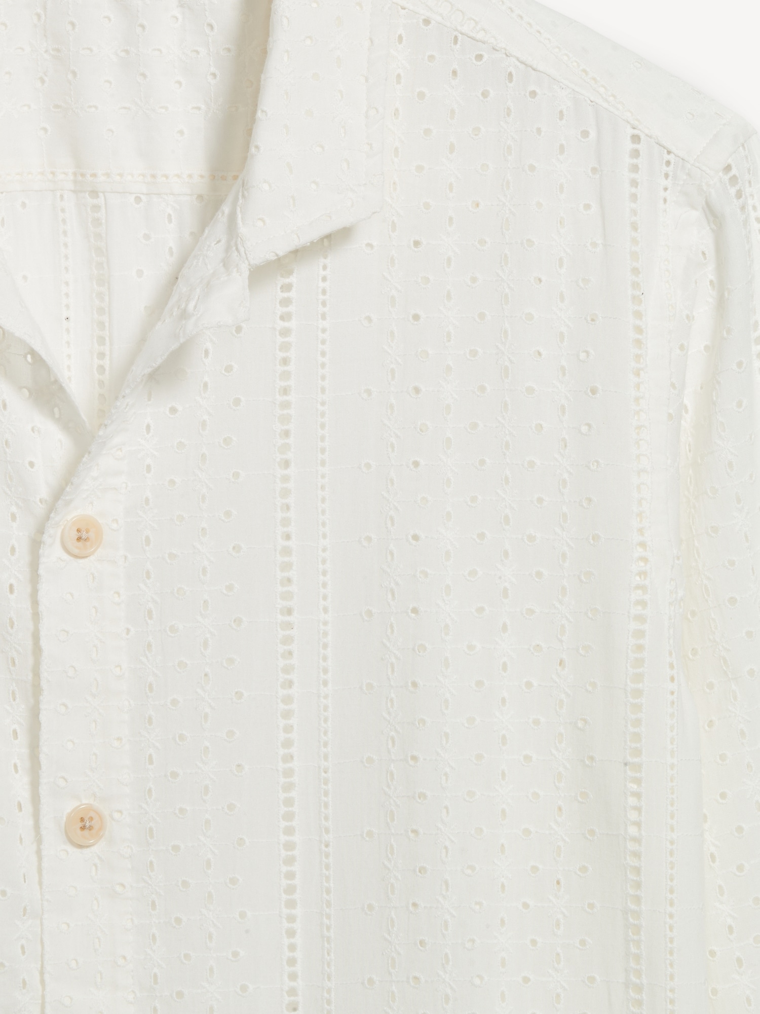 Button-Front Eyelet Shirt