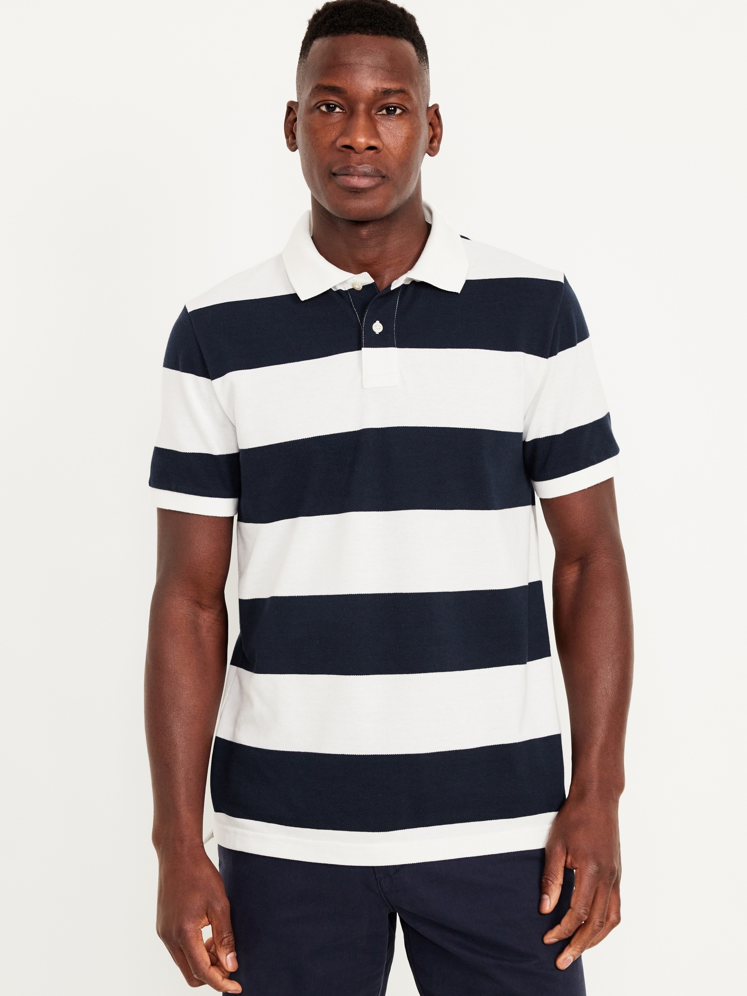 Classic Fit Striped Pique Polo