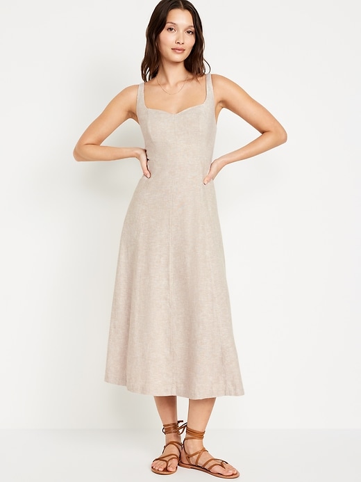 Image number 1 showing, Fit & Flare Linen-Blend Midi Dress