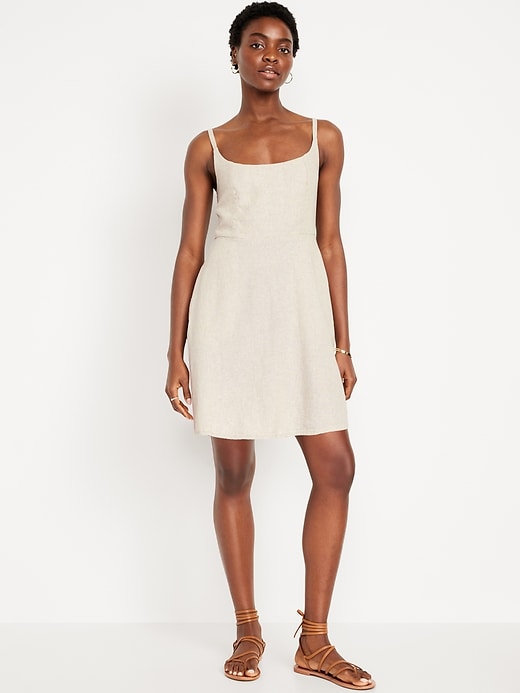 Image number 1 showing, Fit & Flare Linen-Blend Mini Dress