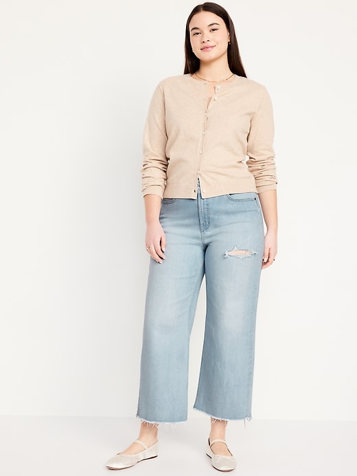 Image number 5 showing, Extra High-Waisted Sky-Hi Wide-Leg Crop Jeans