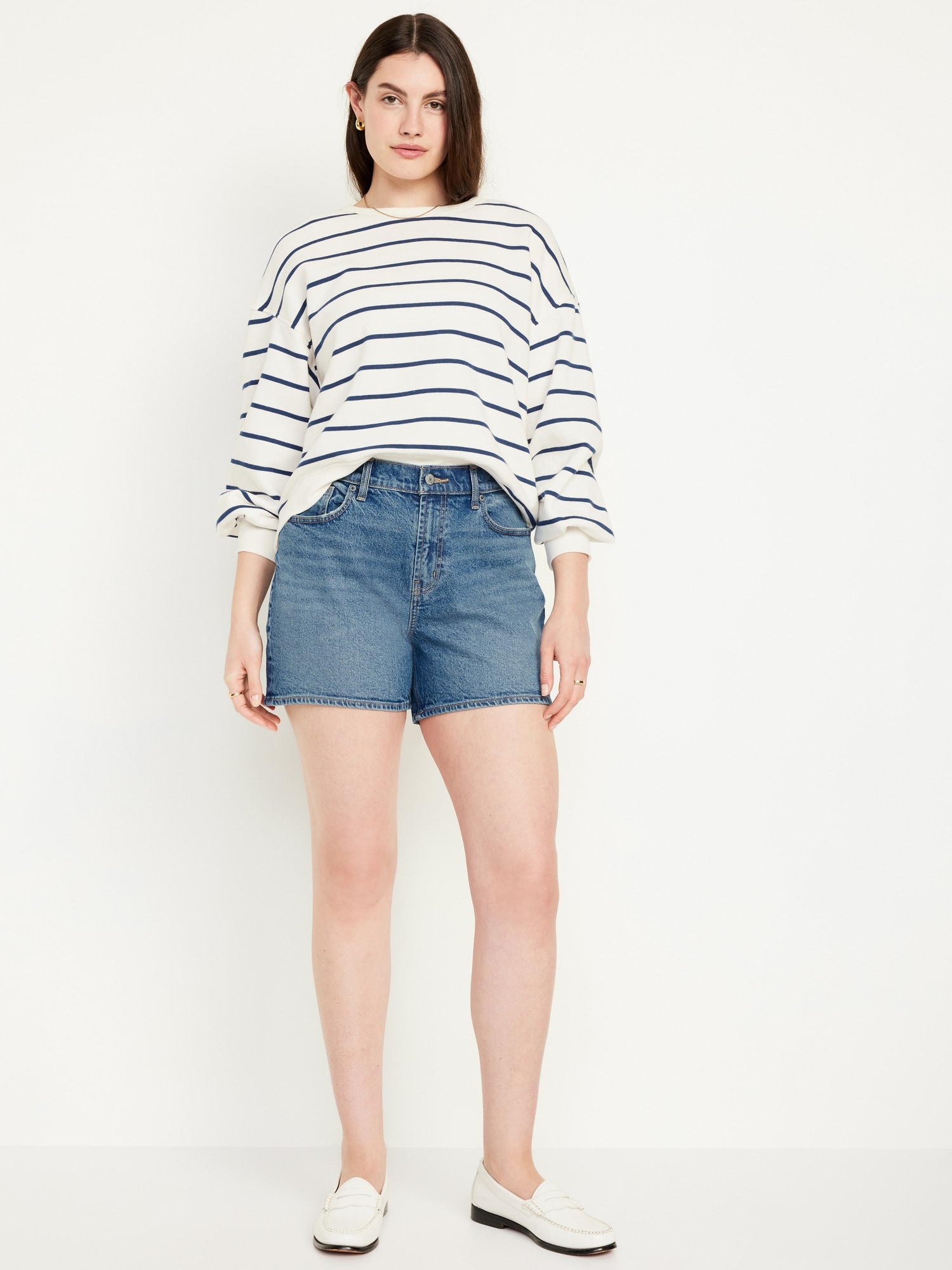 High-Waisted Baggy Dad Jean Shorts -- 5-inch inseam