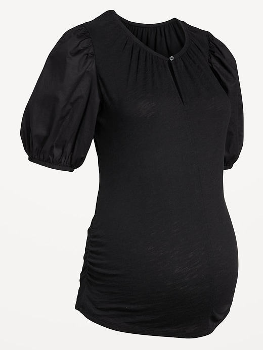 Image number 4 showing, Maternity Puff-Sleeve Top