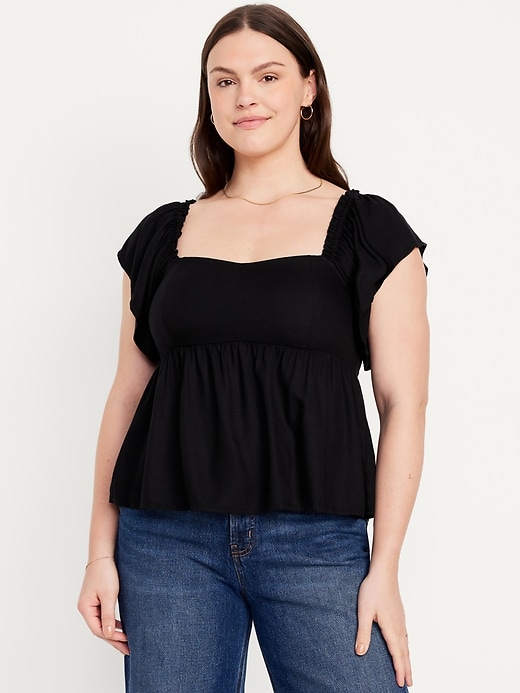 Image number 5 showing, Flutter-Sleeve Crepe Top