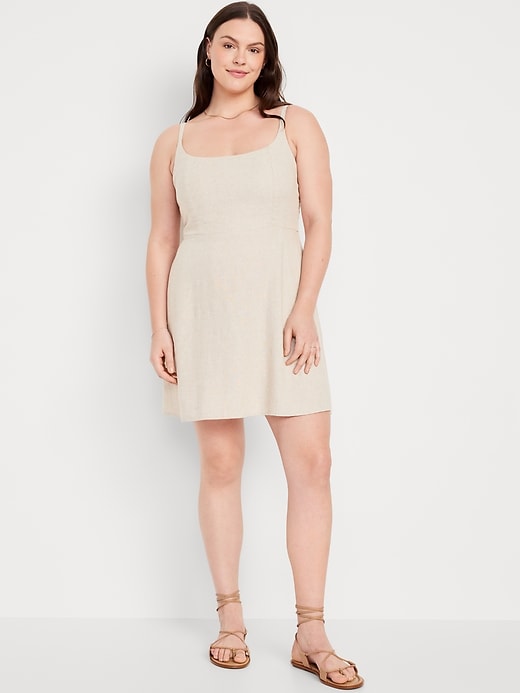 Image number 4 showing, Fit & Flare Linen-Blend Mini Dress