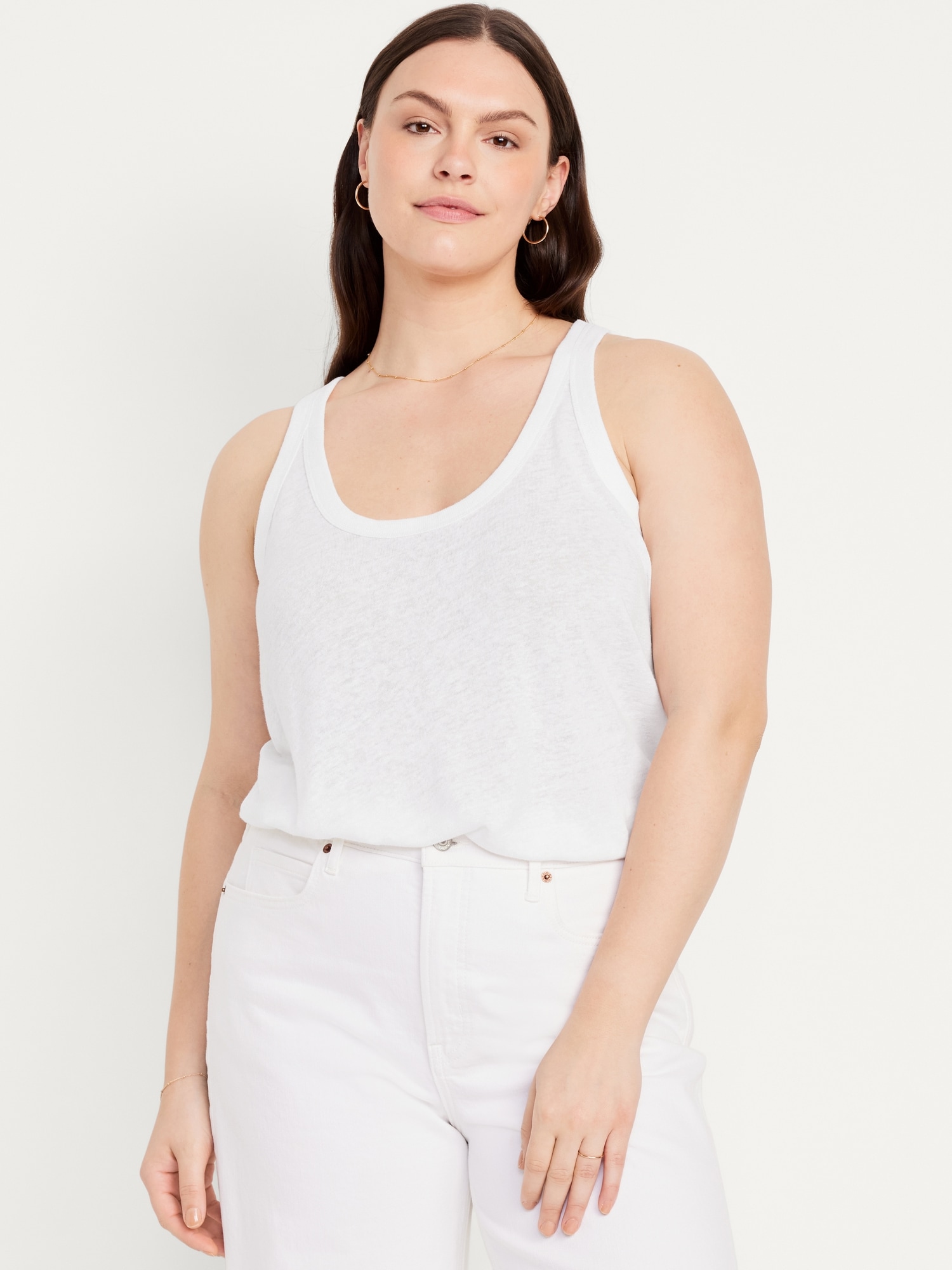 Linen-Blend Tank Top