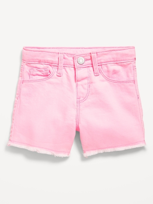 View large product image 1 of 2. High-Waisted Pop-Color Jean Shorts for Toddler Girls