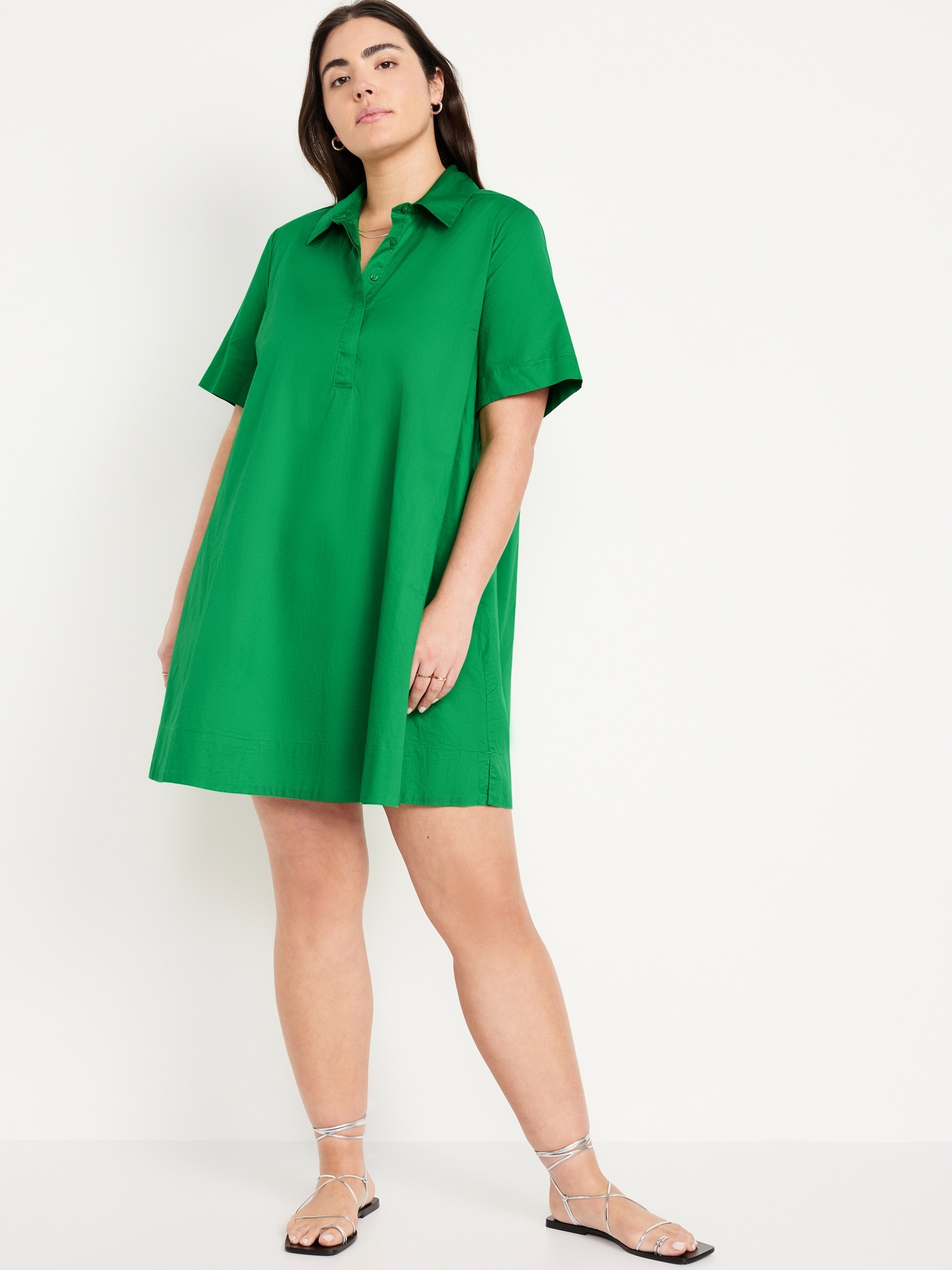 Short-Sleeve Mini Shirt Dress