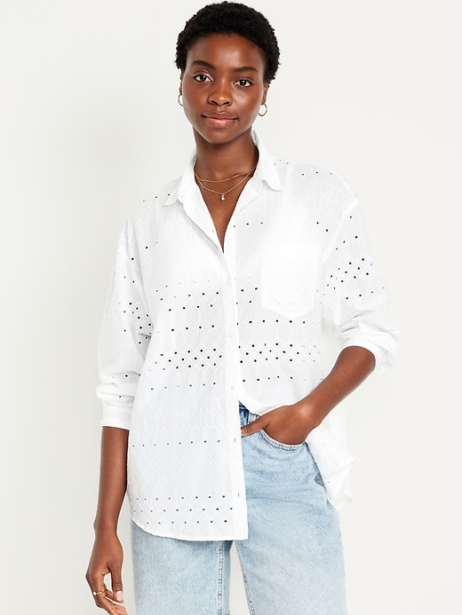 Image number 1 showing, Oversized Button-Down Boyfriend Shirt