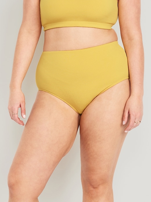 Image number 5 showing, High-Waisted French-Cut Puckered Bikini Swim Bottoms