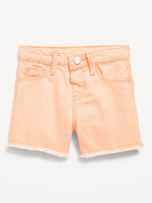 View large product image 1 of 1. High-Waisted Pop-Color Jean Shorts for Toddler Girls