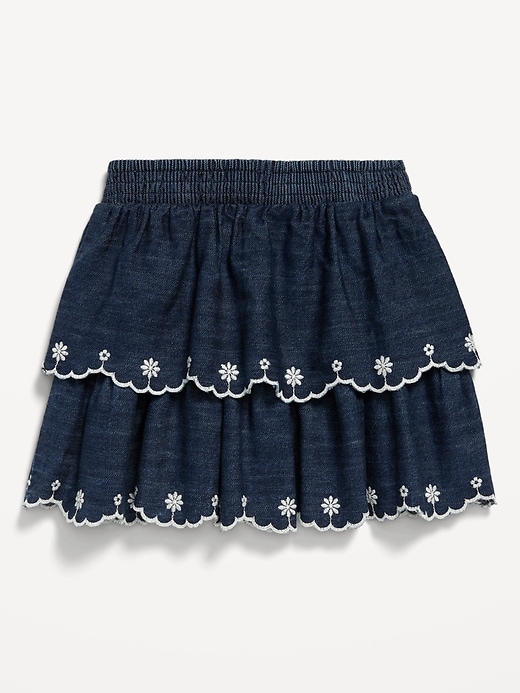 View large product image 2 of 3. Embroidered Tiered Jean Skirt for Toddler Girls