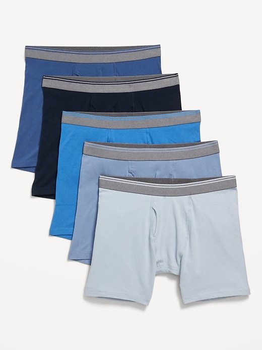 View large product image 1 of 1. 5-Pack Soft-Washed Boxer Briefs -- 6.25-inch inseam