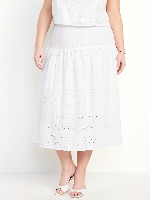 Image number 6 showing, Dropped-Waist Eyelet Midi Skirt