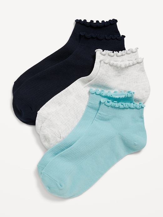 View large product image 1 of 1. Ruffle Ankle Quarter Crew Sock 3-Pack