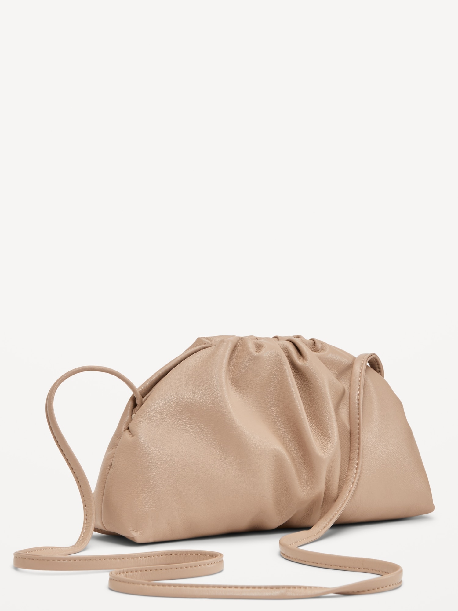 Faux-Leather Gathered Clutch Crossbody Bag