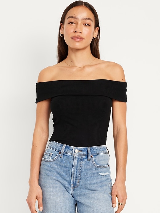 Image number 1 showing, Off-Shoulder Ribbed Top