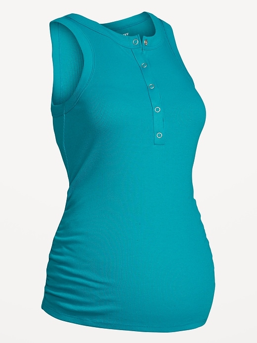 Image number 4 showing, Maternity High-Neck Henley Tank Top