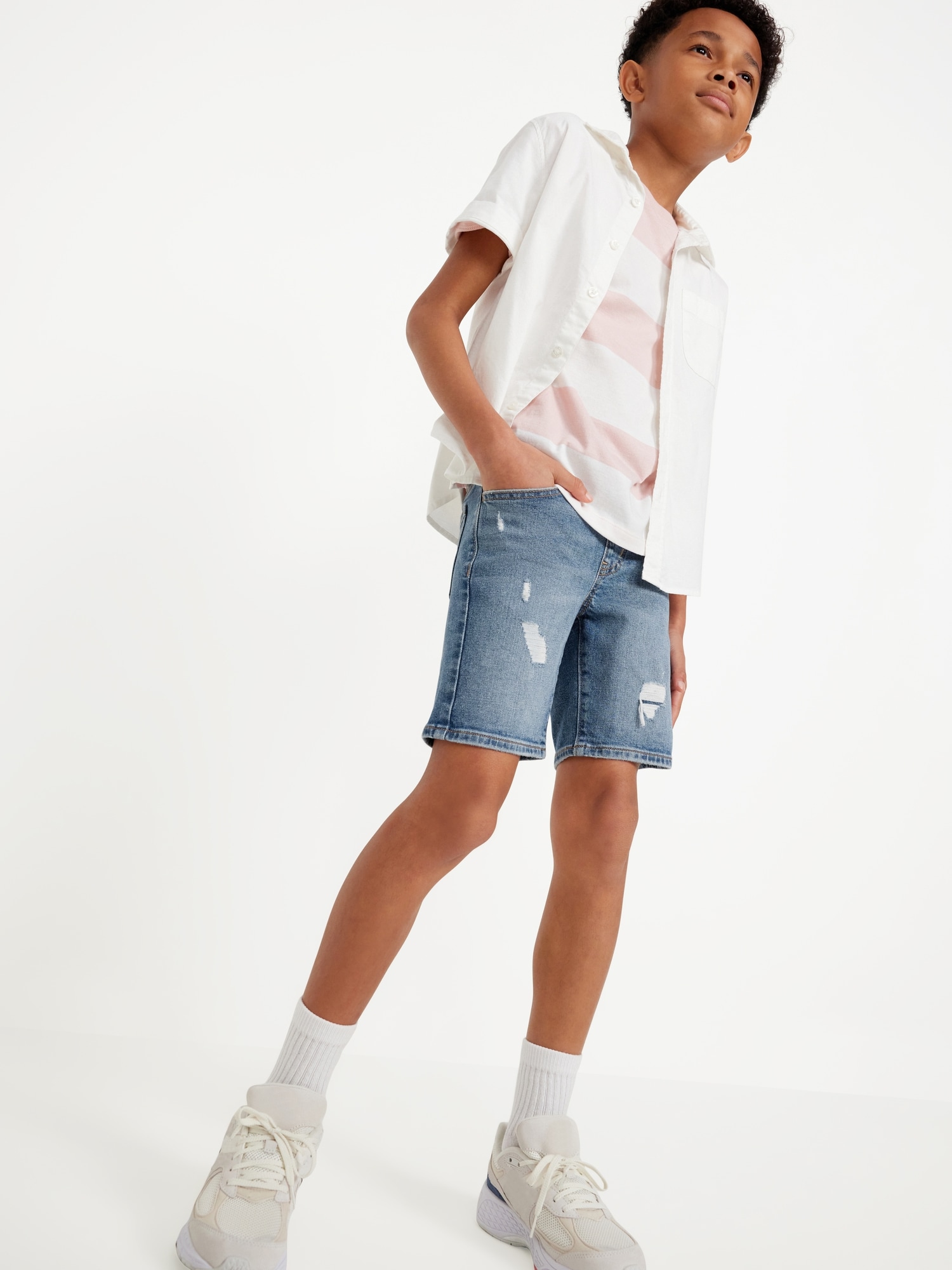 Knee Length 360° Stretch Pull-On Jean Shorts for Boys