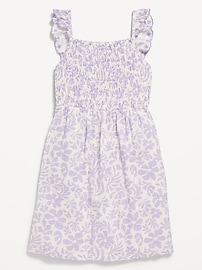 View large product image 3 of 3. Sleeveless Fit and Flare Smocked Dress for Girls