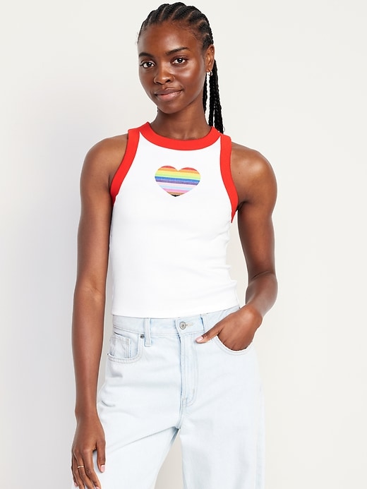 Image number 1 showing, Graphic Crop Tank Top