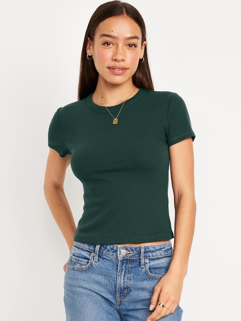 Snug Crop T-Shirt - Dark Bottle