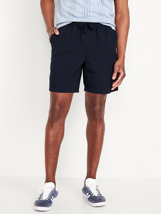 Image number 1 showing, Seersucker Jogger Shorts -- 7-inch inseam