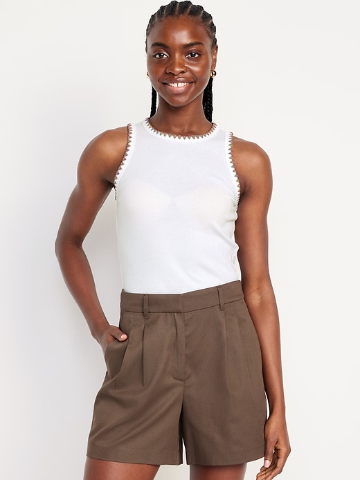 Image number 1 showing, High-Neck Crop Tank Top