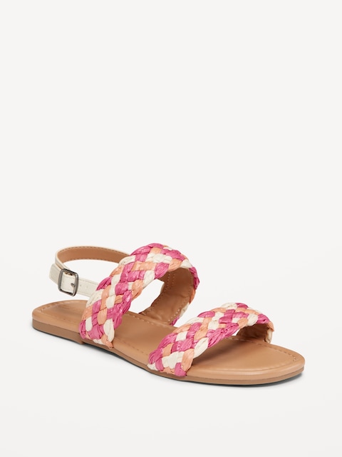 Raffia Double-Strap Sandals for Girls