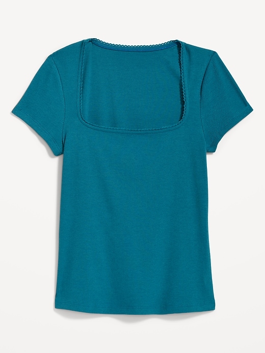 Image number 4 showing, Lace-Trim Rib-Knit Top
