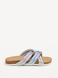 View large product image 3 of 4. Puffy Faux-Leather Slide Sandals for Girls