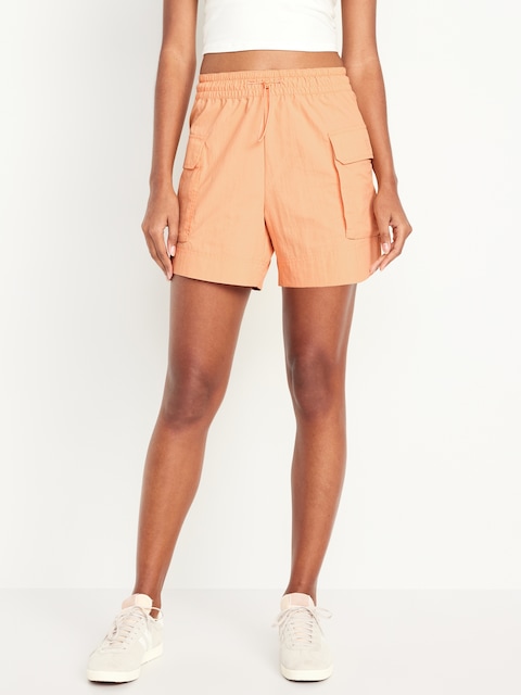 High-Waisted Cargo Utility Shorts -- 5-inch inseam