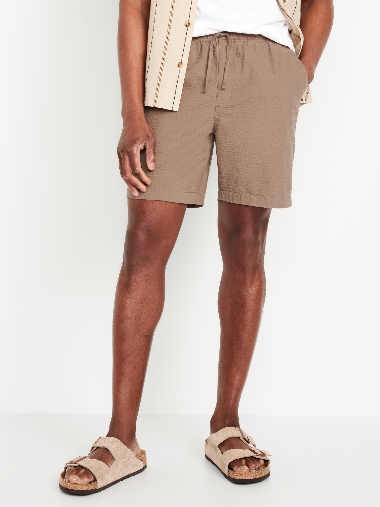 Seersucker Jogger Shorts -- 7-inch inseam