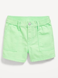 View large product image 4 of 4. Elasticized High-Waisted Utility Jean Shorts for Girls