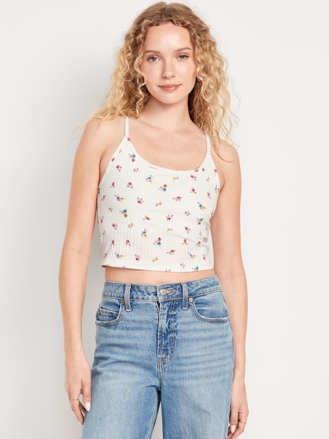 Fitted Ribbed Cami - Multi-Floral Top