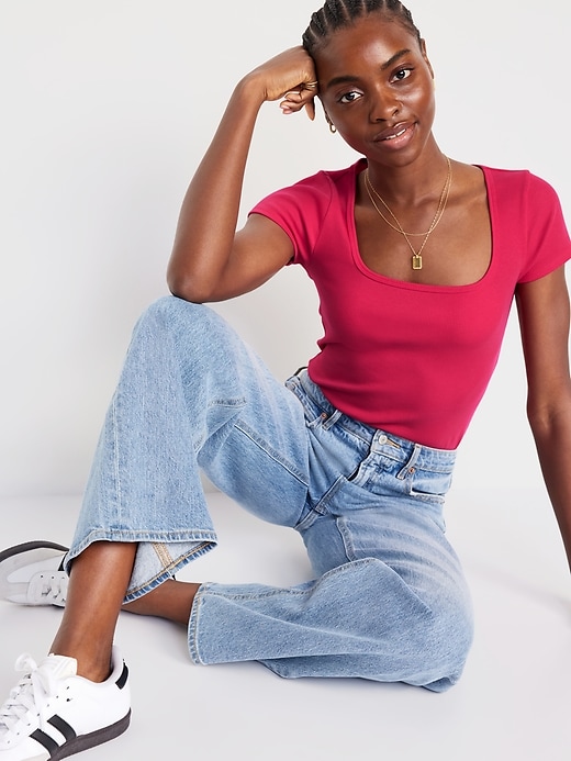 Image number 3 showing, Fitted Square-Neck T-Shirt