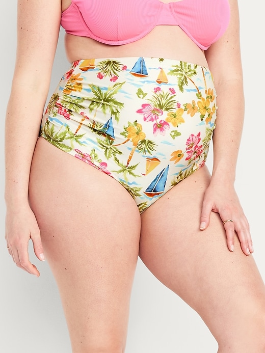 Image number 1 showing, Maternity High-Waisted Swim Bottoms