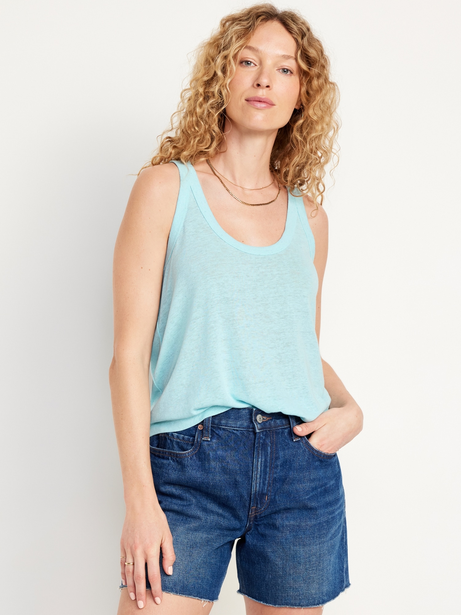 Linen-Blend Tank Top