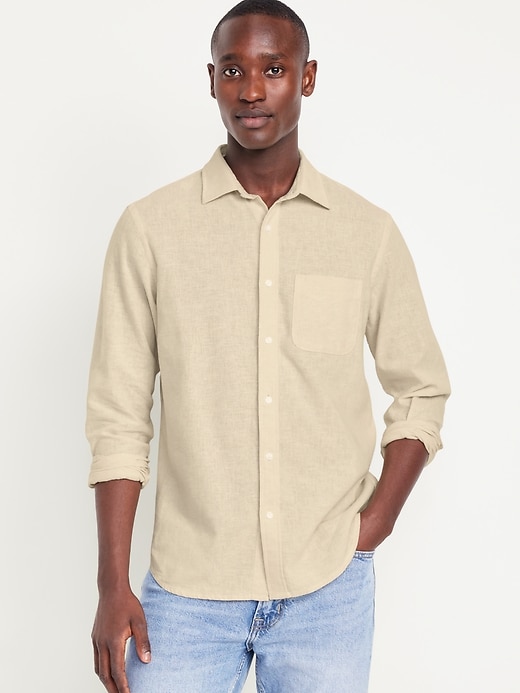 Image number 1 showing, Classic Fit Everyday Linen-Blend Shirt