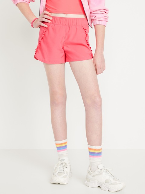 Dolphin-Hem Ruffle-Trim Run Shorts for Girls