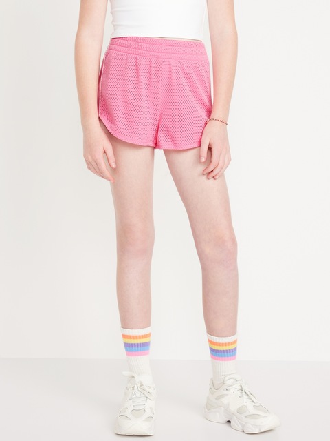 High-Waisted Mesh Performance Shorts for Girls