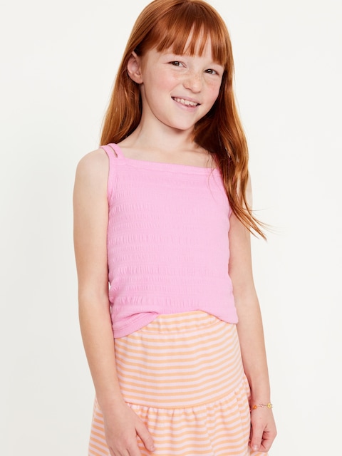 Sleeveless Fitted Smocked Tank Top for Girls