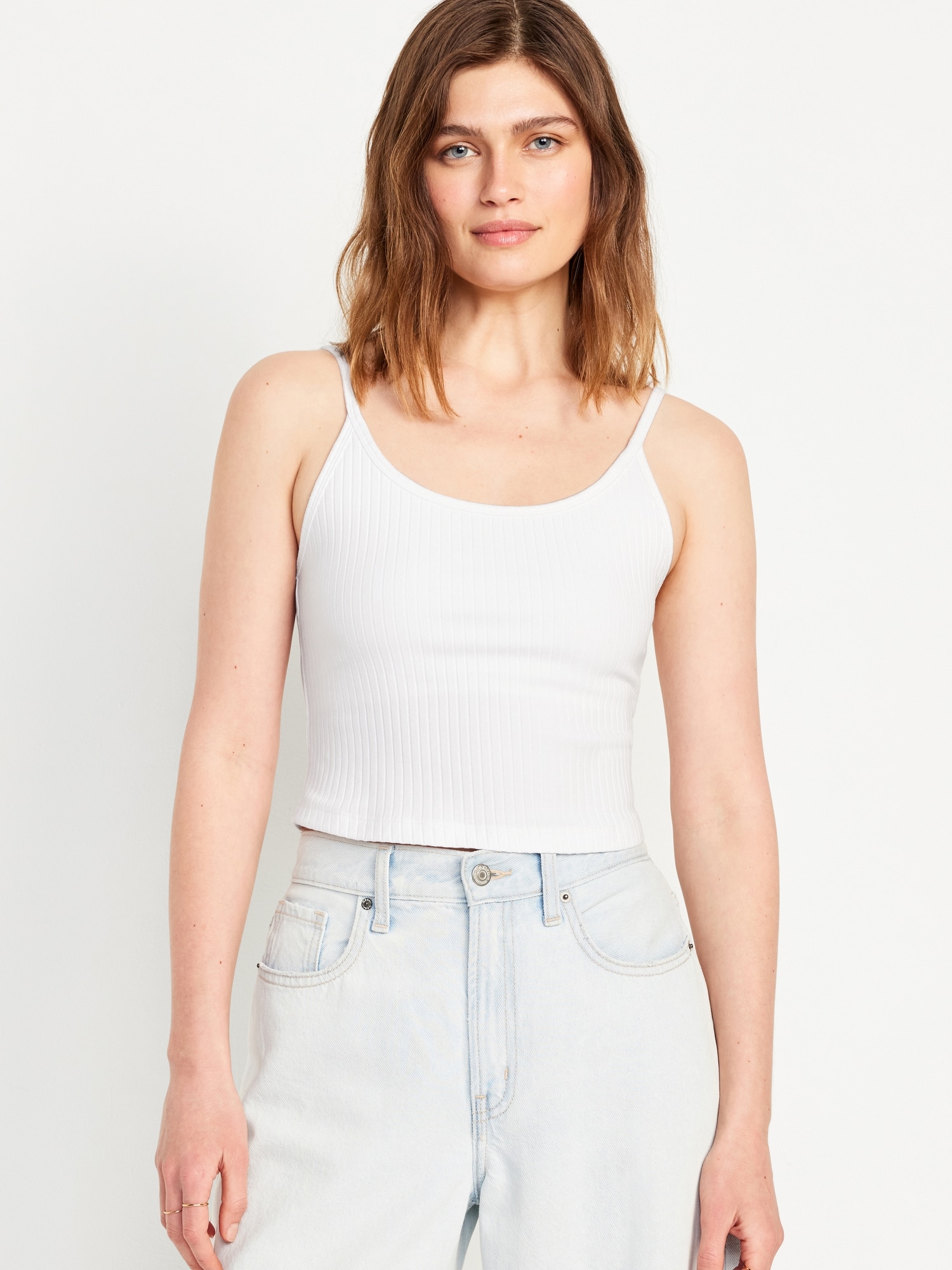 Camisole ajustée ultra-courte en tricot côtelé