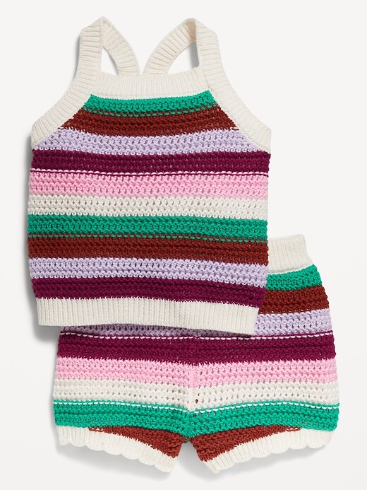 Sleeveless Sweater Knit Tank and Shorts Set for Baby