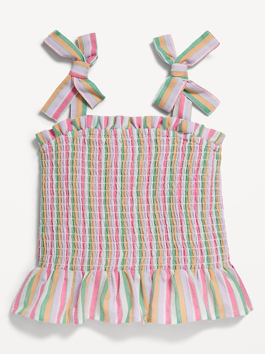 Voir une image plus grande du produit 1 de 2. Haut sans manches texturé à smocks à boucle pour Toute-petite fille