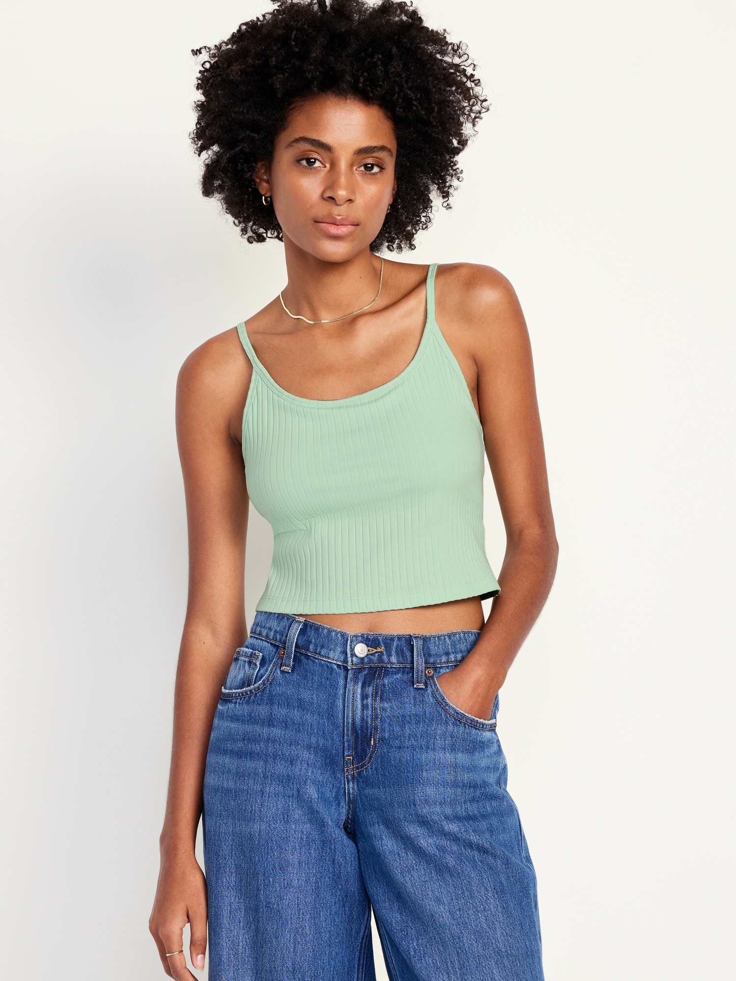 Camisole ajustée ultra-courte en tricot côtelé