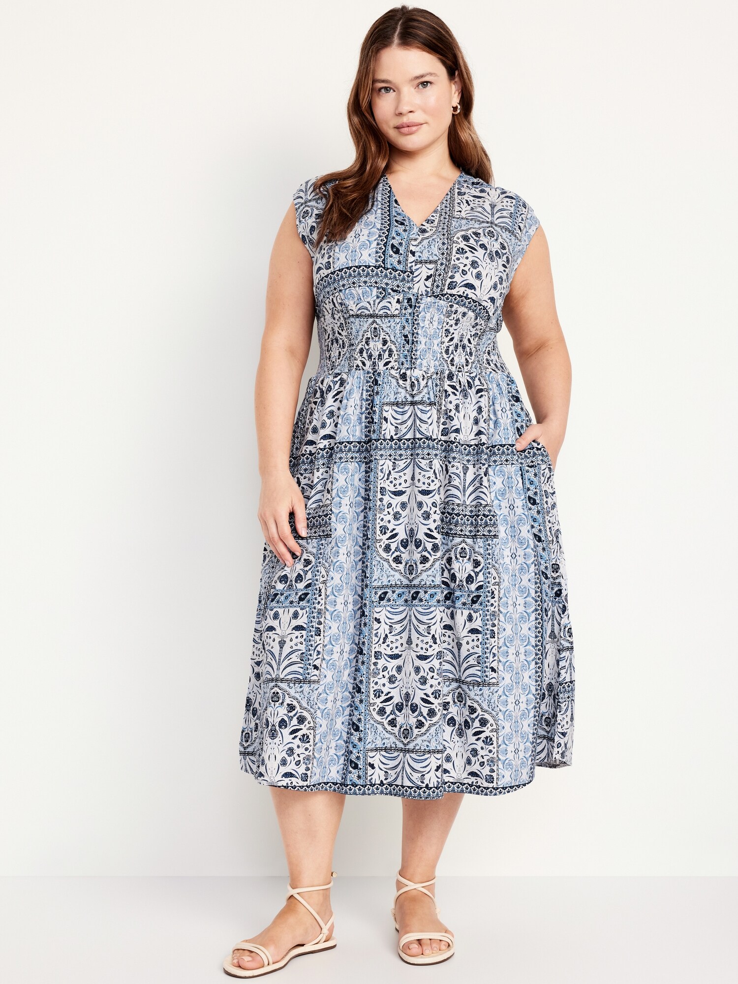 Waist-Defined Midi Dress | Old Navy