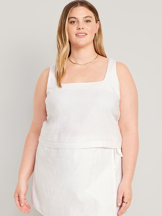 Image number 7 showing, Sleeveless Linen-Blend Crop Top