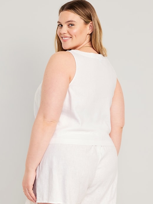 Image number 8 showing, Sleeveless Linen-Blend Crop Top